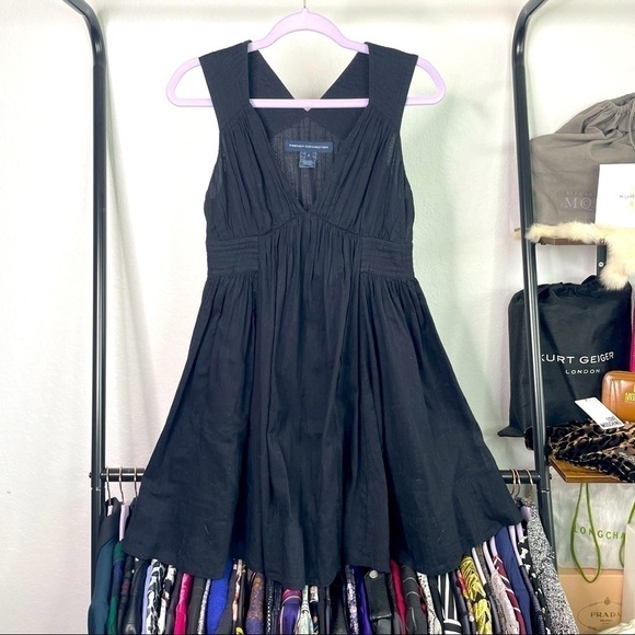 French Connection 100% Cotton Little Black Dress - Picture 1 of 6